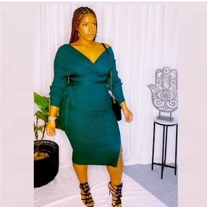 Knit off the shoulder dress